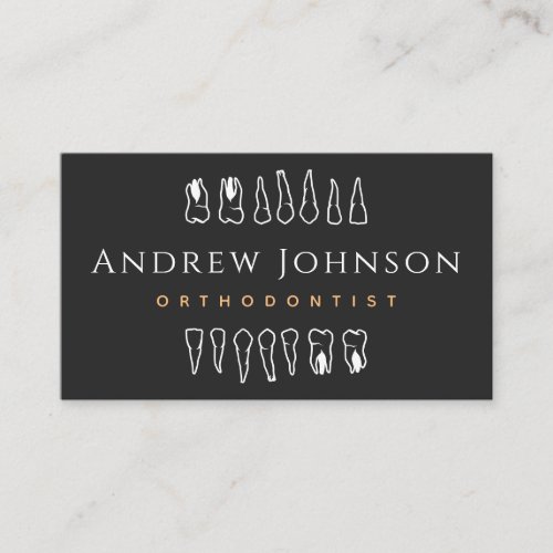 Modern Teeth Graphics Black  White Orthodontist Business Card