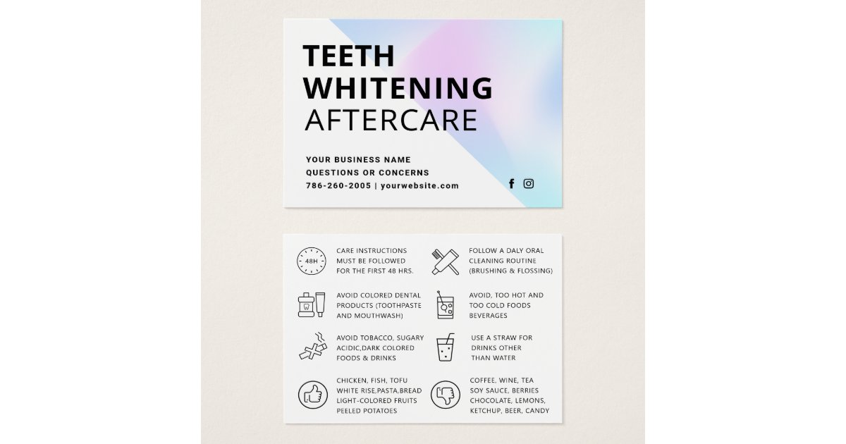 Modern Teeth Whitening Aftercare Instructions Zazzle