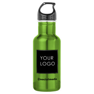 Modern Template Business Company Logo Green Stainless Steel Water Bottle