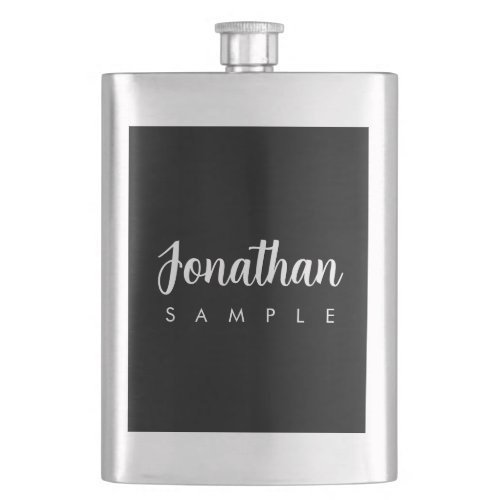 Modern Template Calligraphy Name Black And Silver Flask