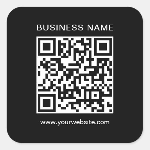 Modern Template Custom Business QR Code Black Square Sticker