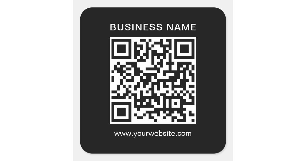 Square Qr Code Sticker Modern Template Custom Business QR Code Black Square Sticker | Zazzle