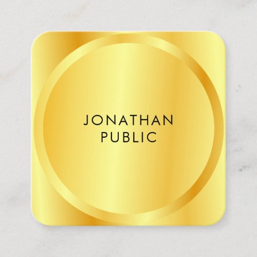 Modern Template Custom Faux Gold Metallic Look Square Business Card