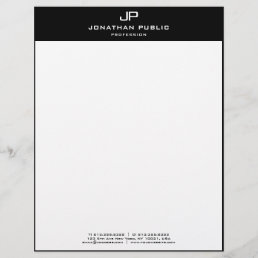Modern Template Elegant Black White Monogrammed Letterhead