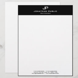 Modern Template Elegant Black White Monogrammed Letterhead | Zazzle