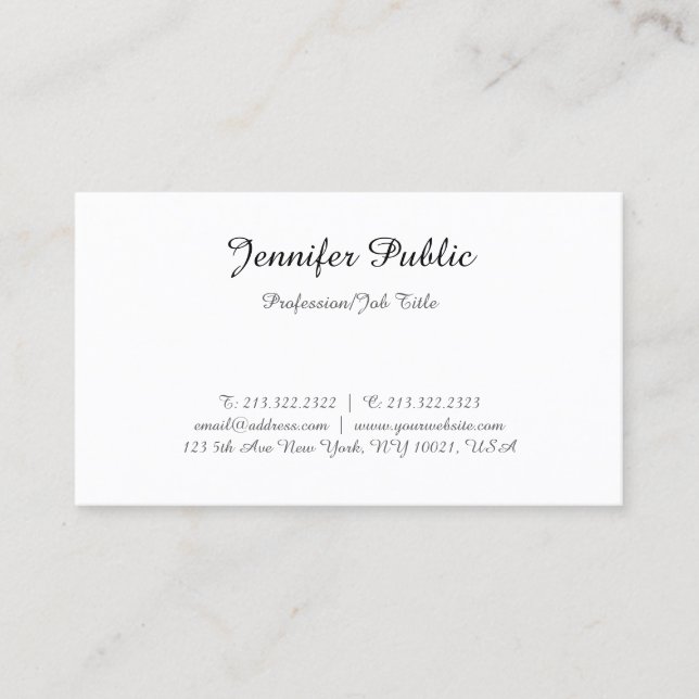 Modern Template Elegant Calligraphed Script Text Business Card (Front)