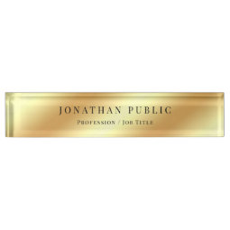 Modern Template Elegant Gold Look Professional Desk Name Plate | Zazzle