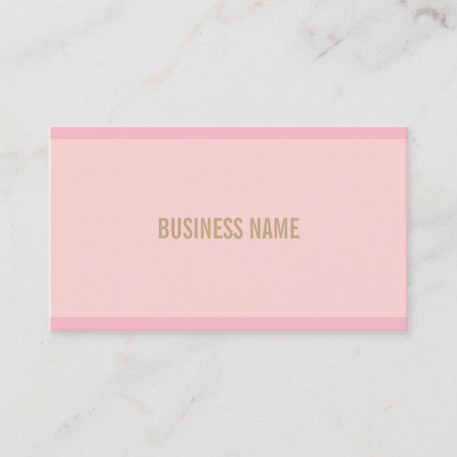 Modern Template Elegant Pink Gold Hand Script Font Business Card (Front)