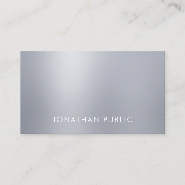 Modern Template Elegant Silver Look Professional Business Card (Front)