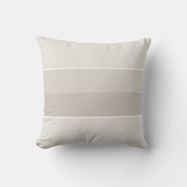 Modern Template Elegant Trendy Beige White Striped Outdoor Pillow (Front)