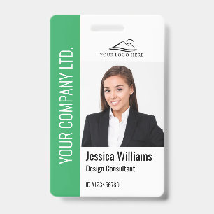 Modern Template Employee Photo Logo Name Green Badge