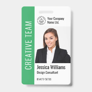 Modern Template Employee Photo Logo Name Green Badge