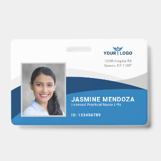 Modern Template Employee Photo Logo Name Nurse ID Badge