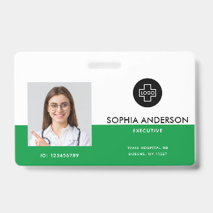 Modern Template Employee Photo Logo Name Nurse ID  Badge