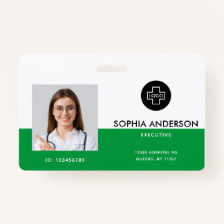 Modern Template Employee Photo Logo Name Nurse ID Badge
