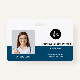 Modern Template Employee Photo Logo Name Nurse ID Badge