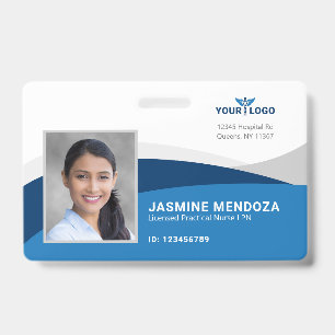 Modern Template Employee Photo Logo Name Nurse ID Badge