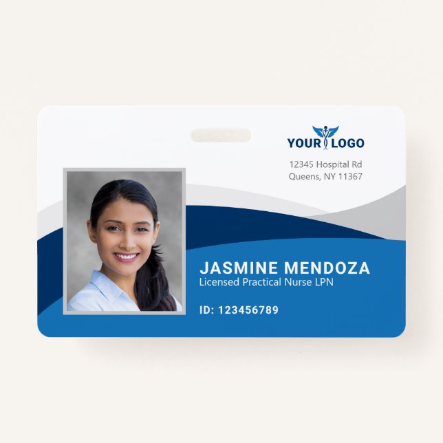 Modern Template Employee Photo Logo Name Nurse ID Badge (Front)