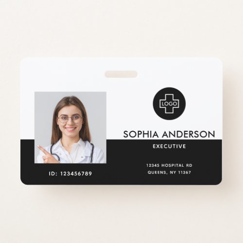 Modern Template Employee Photo Logo Name Nurse ID Badge