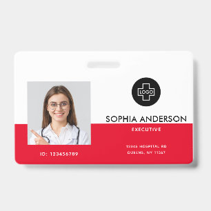 Modern Template Employee Photo Logo Name Nurse ID Badge