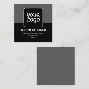Modern Template for Your Logo   Black Grey & White Square Business Card