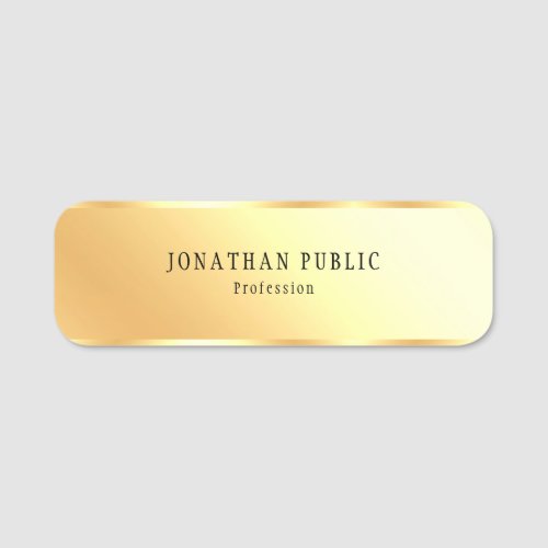 Modern Template Glamour Gold Look Rectangle Name Tag