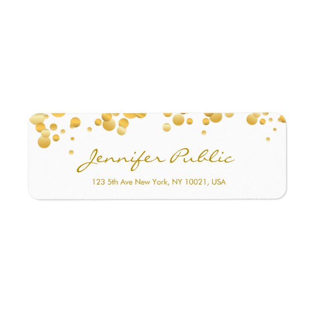 Modern Template Gold Confetti Hand Script Elegant Label (Front)