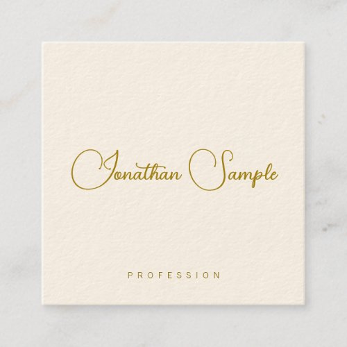 Modern Template Gold Look Typography Professional Square Business Card