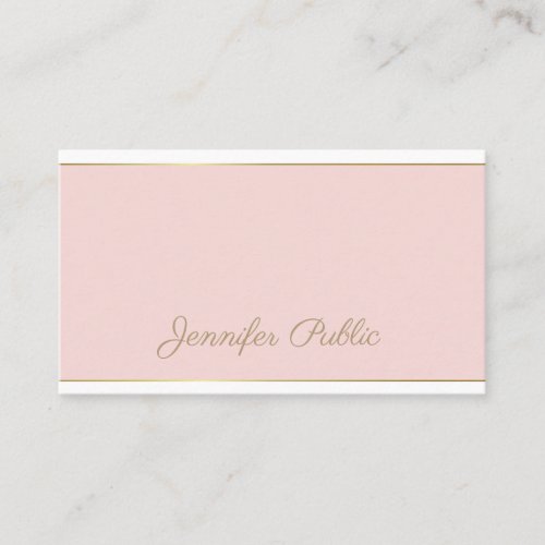 Modern Template Handwritten Script Pink Gold Chic Business Card