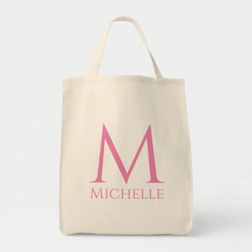 Modern Template Initial Letter Monogram  Grocery Tote Bag