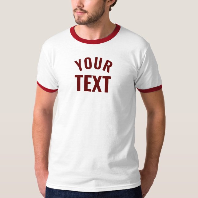 Modern Template Men's Basic Ringer White Red T-Shirt (Front)