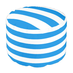 Modern Template Round Blue White Striped Coastal Pouf