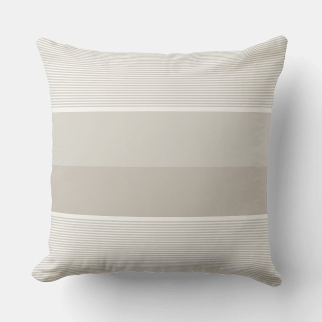 Modern Template Trendy Elegant Beige White Stripes Throw Pillow (Front)