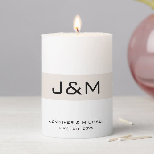 Modern Template Wedding Couple Monogram Elegant Pillar Candle