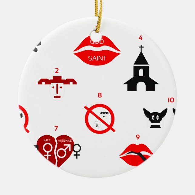 modern ten commandments christmas ornament (Front)