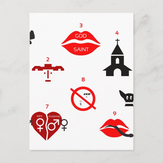 modern ten commandments postcard (Front)