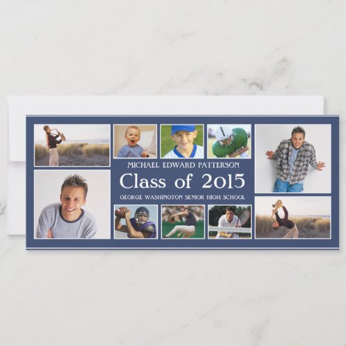 Modern Ten Photo Collage Graduation Announcment Invitation