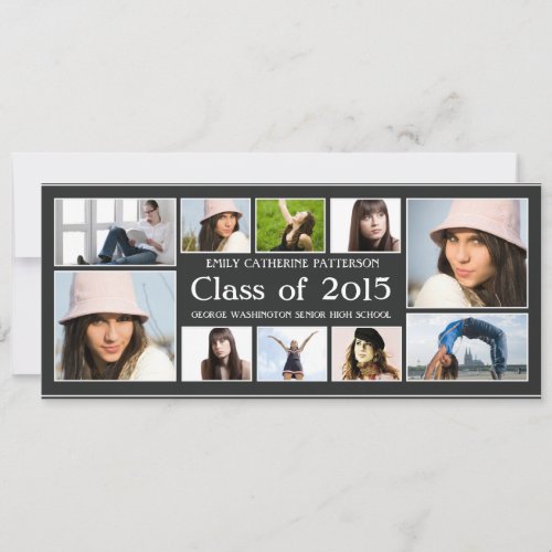 Modern Ten Photo Collage Graduation Announcment Invitation