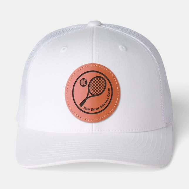 Modern Tennis Club Emblem Badge Leather Patch Hat (Front)