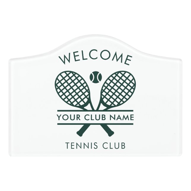 Modern Tennis Club Name Local Association Office Door Sign (Small Crest Front)