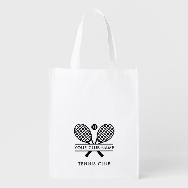 Modern Tennis Club Name Team Custom Grocery Bag (Front)