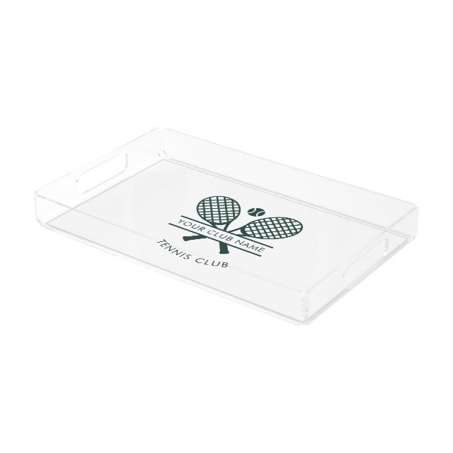 Modern Tennis Club Name Team Logo Custom Acrylic Tray (Angled)
