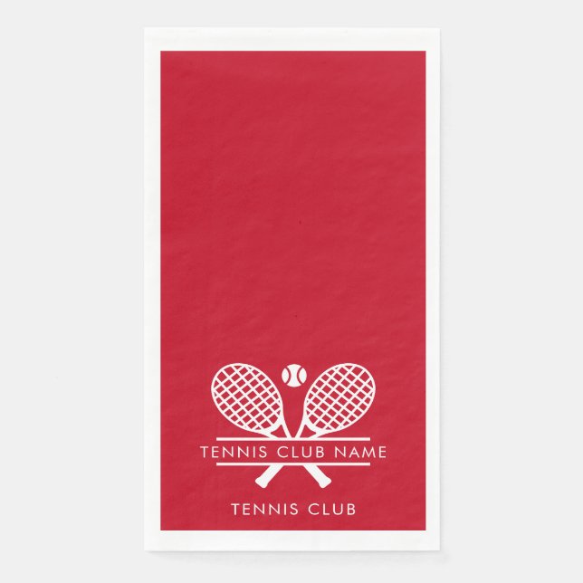 Modern Tennis Club Name Team Players Red Paper Guest Towels (Front)