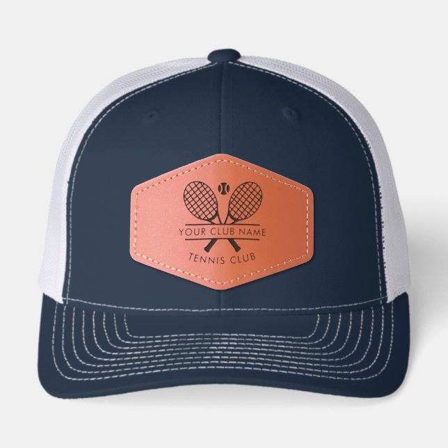 Modern Tennis Club Name Team Swag Custom Leather Patch Hat (Front)