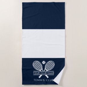 Modern Tennis Country Club Name Color Block Beach Towel