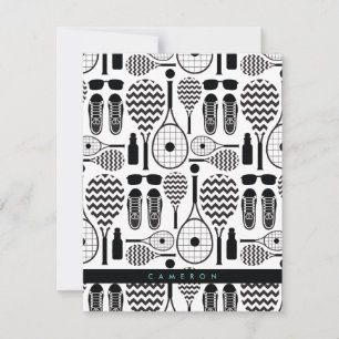 Modern Tennis Equipment & Accessories Pattern Note Card