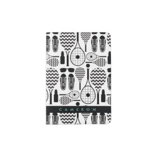 Modern Tennis Equipment & Accessories Pattern Pass Passport Holder