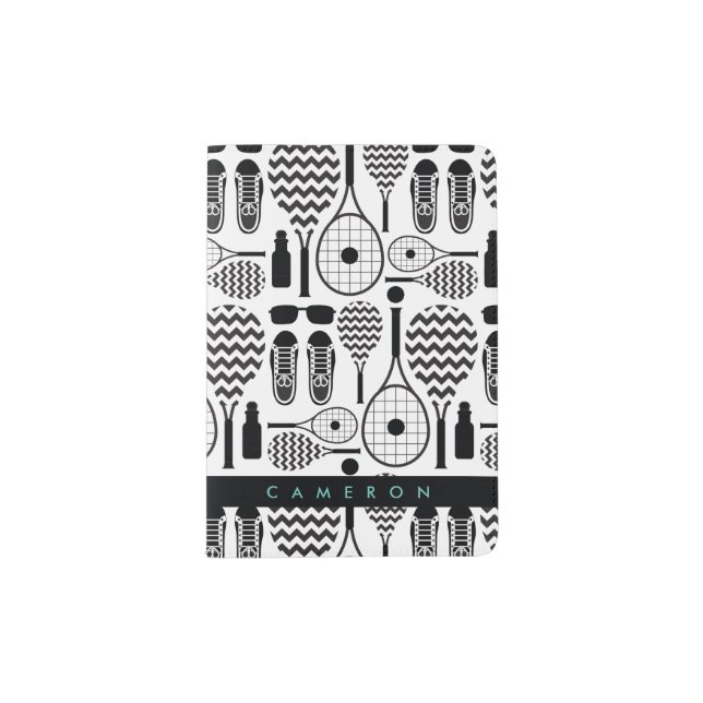 Modern Tennis Equipment & Accessories Pattern Pass Passport Holder (Front)