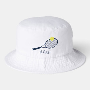 Modern Tennis Player Racket Motif Bucket Hat