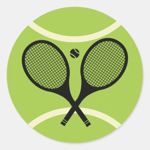 Modern Tennis Rackets Ball Classic Round Sticker